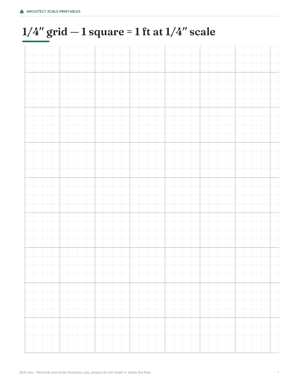 Preview of Printable 1/4 Inch Architect Scale Grid